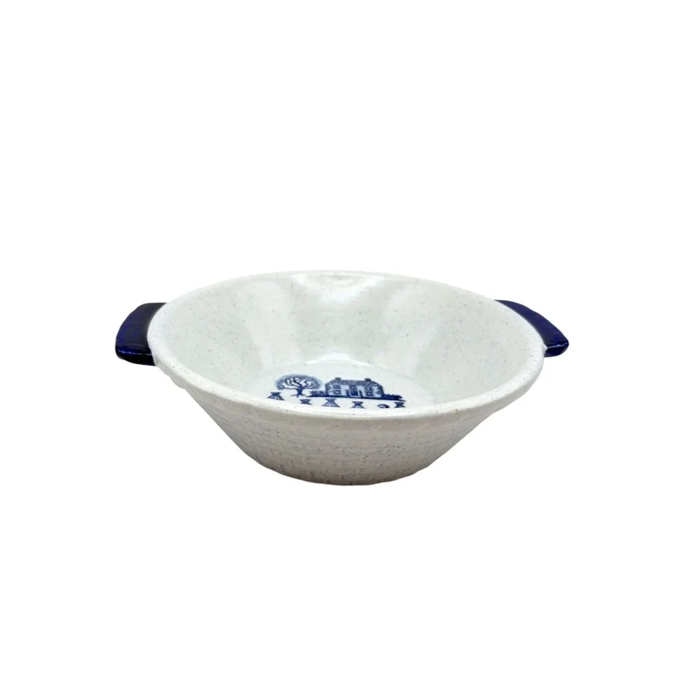 Metlox Poppytrail Homestead Provincial Basketweave Bowl Blue Handled Serving USA